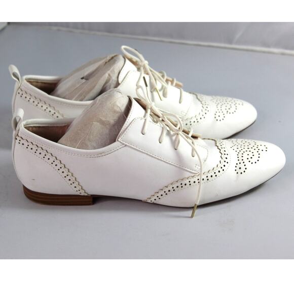 Zara wingtip flat loafer white size 41 Us women's 10 academia dance - Picture 1 of 10